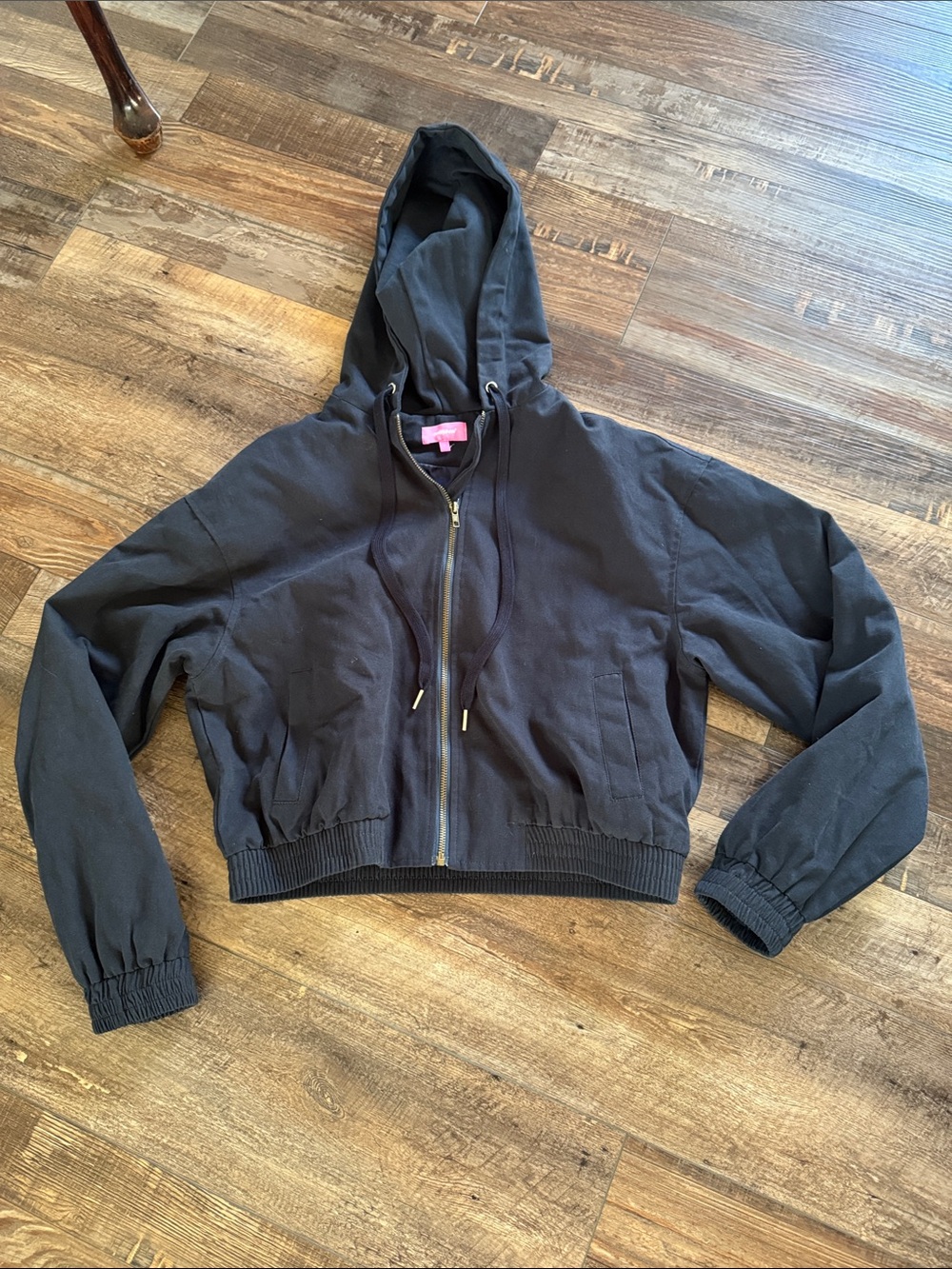 Cropped dark navy blue Zip-Up jacket